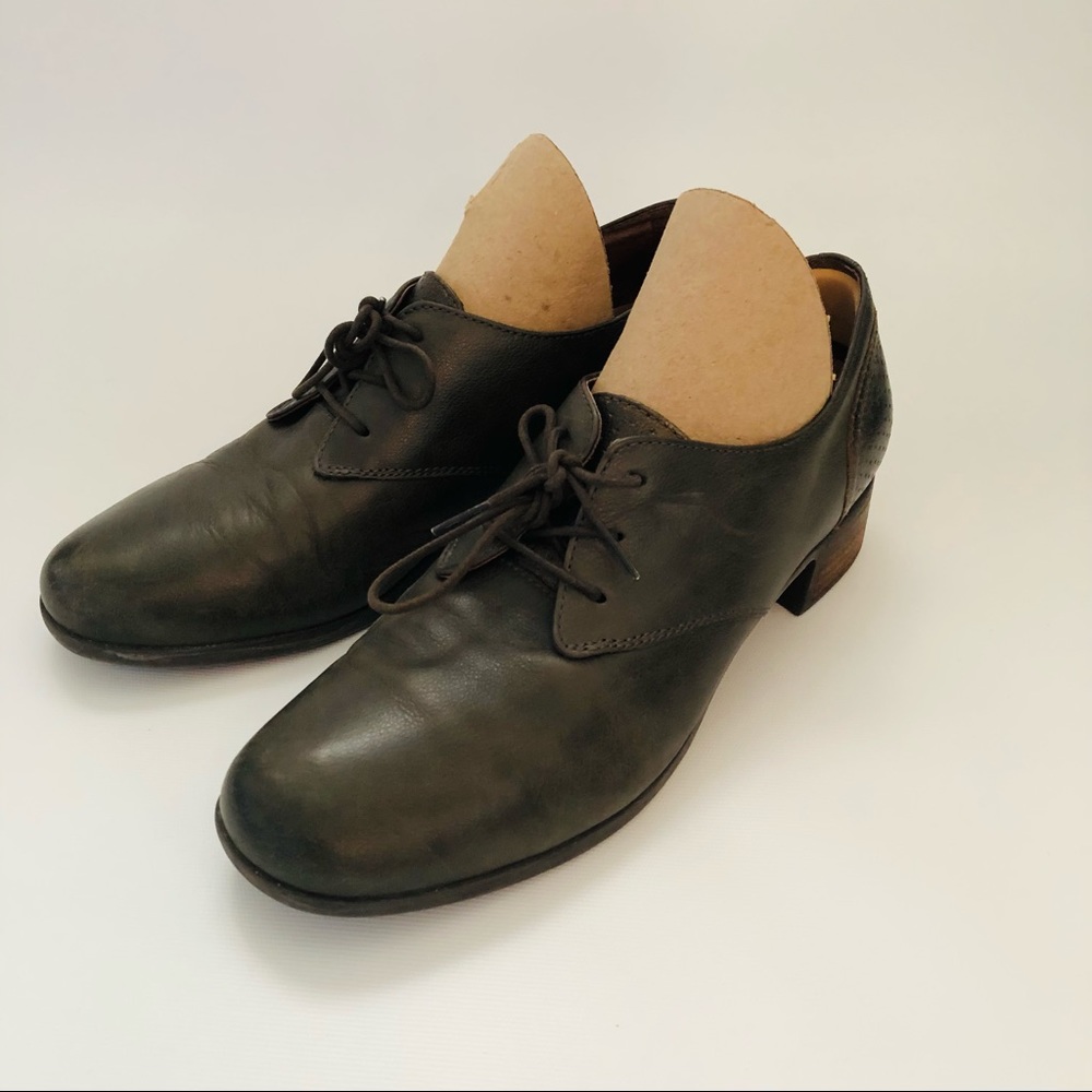 Dansko Louise Green Leather Lace Up Oxford Shoes Size EU 42